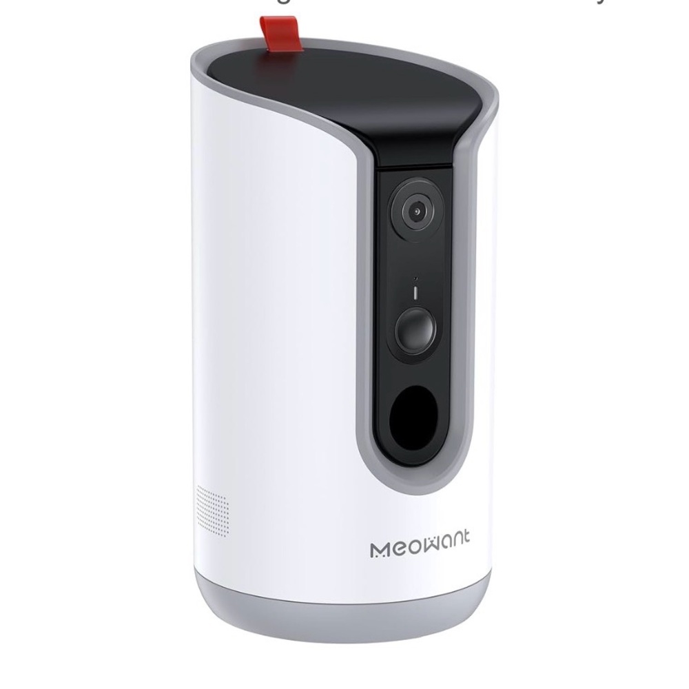 White & Black Pet Camera with Treat Dispenser